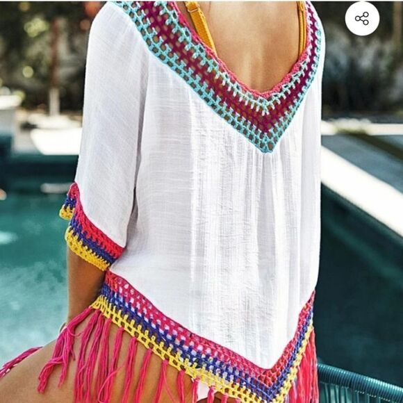 NWT Cupshe Swim Cover Rainbow Crochet OS - Picture 2 of 5